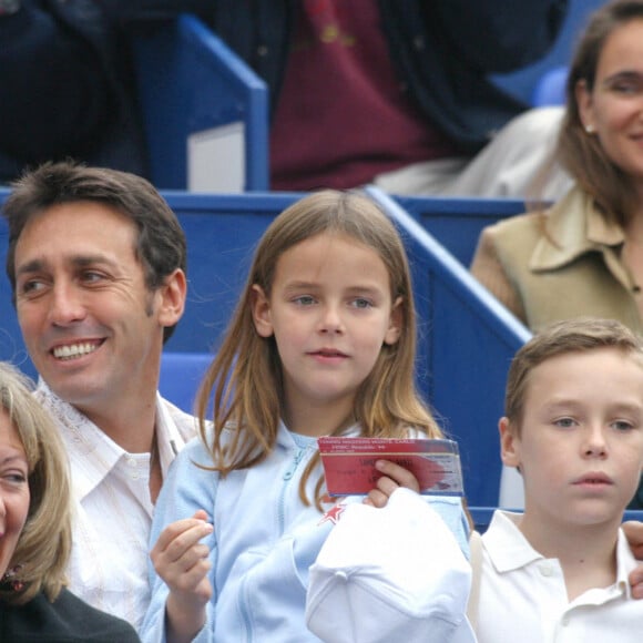 Daniel Ducruet et ses enfants, Pauline et Louis, au tournoi de tennis de Monte-Carlo en 2003.