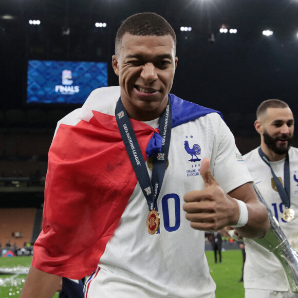 Kylian Mbappe - Football: La France remporte la coupe de la Ligue des Nations en battant l'Espagne 2 buts à 1 à Milan le 10 octobre 2021. © Inside/Panoramic/Bestimage