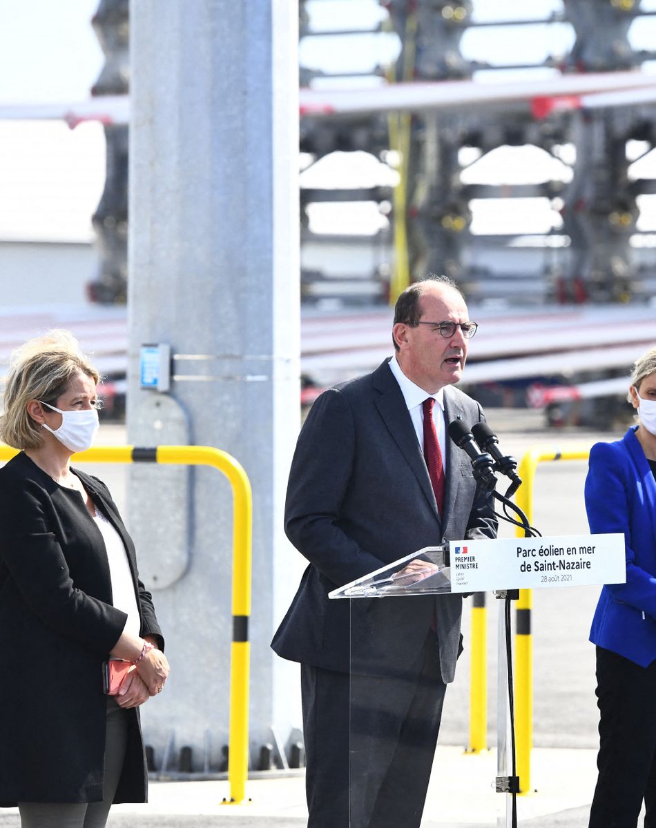 Déplacement de M. Jean Castex, Premier ministre, accompagné de Mme Barbara Pompili et Mme Agnès Pannier-Runacher à Saint-Nazaire le 28 Août 2021