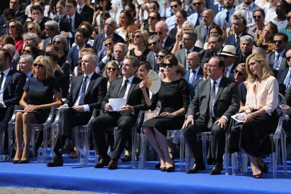 Brigitte Macron, François de Rugy, Nicolas Sarkozy et sa femme Carla Bruni Sarkozy, Francois Hollande et sa compagne Julie Gayet - Cérémonie d'entrée de Simone Veil et de son époux Antoine Veil au Pantheon à Paris le 1er juillet 2018