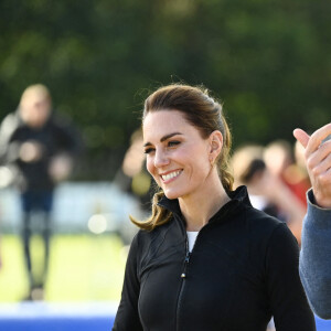 Le prince William, duc de Cambridge, et Catherine (Kate) Middleton, duchesse de Cambridge, visitent le clud de Rugby, City of Derry R.F.C. à Londonderry, Royaume Uni, le 29 septembre 2021.