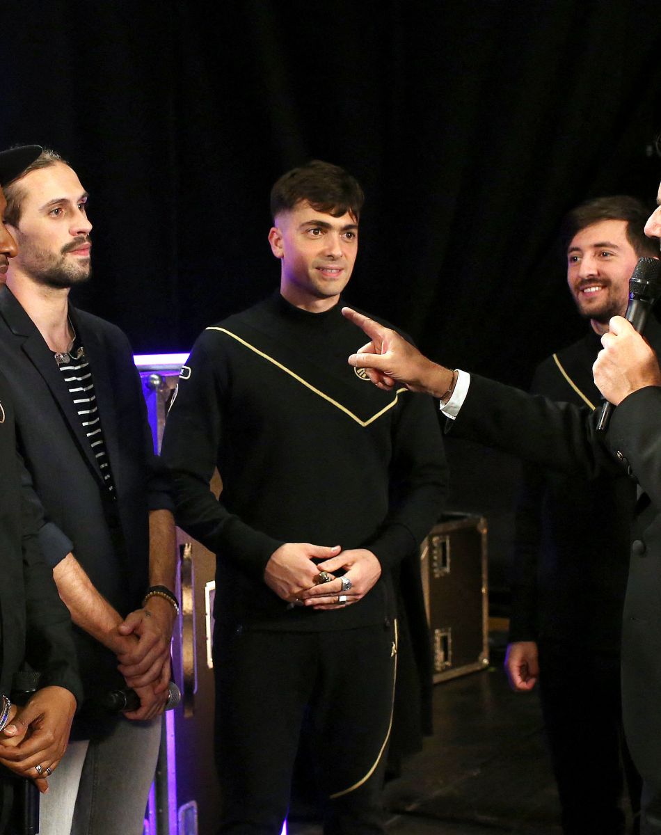 Exclusif - Soprano, Clément Albertini, Florian Rossi et Jérôme Anthony - Backstage de l'enregistrement de l'émission "La grande soirée des duos", qui sera diffusée le 14 octobre sur W9 © Gaffiot-Moreau / Bestimage