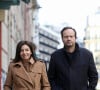 La maire de Paris, Anne Hidalgo, candidate à sa réélection, accompagnée de son mari, Jean-Marc Germain va voter dans le 15e arrondissement pour le premier tour des élections municipales , Paris, France, le 15 mars 2020.