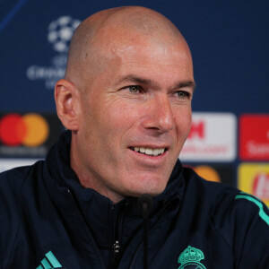 Zinedine Zidane, entraineur du Real Madrid, lors d'une conférence de presse à Madrid. © Irina R. H/AFP7 via ZUMA Wire / Bestimage