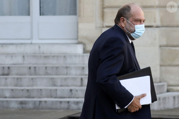 Eric Dupond-Moretti, ministre de la justice, garde des Sceaux à la sortie du conseil des ministres, le 22 septembre 2021, au palais de l'Elysée, à Paris.