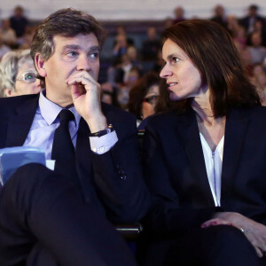 Arnaud Montebourg et sa compagne Aurélie Filippetti aux assises de l'épargne et de la fiscalité, organisées par l'Association française d'épargne et de retraite (Afer) à l'université de la Sorbonne à Paris © Stéphane Lemouton/Bestimage 