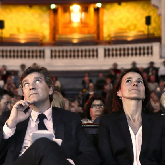 Arnaud Montebourg et sa compagne Aurélie Filippetti aux assises de l’épargne et de la fiscalité, organisées par l'Association française d’épargne et de retraite (Afer) à l'université de la Sorbonne à Paris, le 6 octobre 2016. © Stéphane Lemouton/Bestimage  Nicolas Sarkozy, Arnaud Montebourg and Aurélie Filippetti at the Sorbonne University in Paris. October 6th, 2016. 