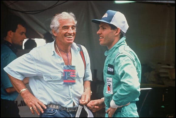 Archives - Jean-Paul Belmondo ave son fils Paul au grand prix de Monaco. 1992.