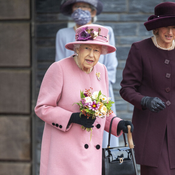 La reine Elisabeth II d'Angleterre assiste à la cérémonie d'ouverture de la sixième session du Senedd à Cardiff, Royaume Uni, 14 oc tobre 2021.