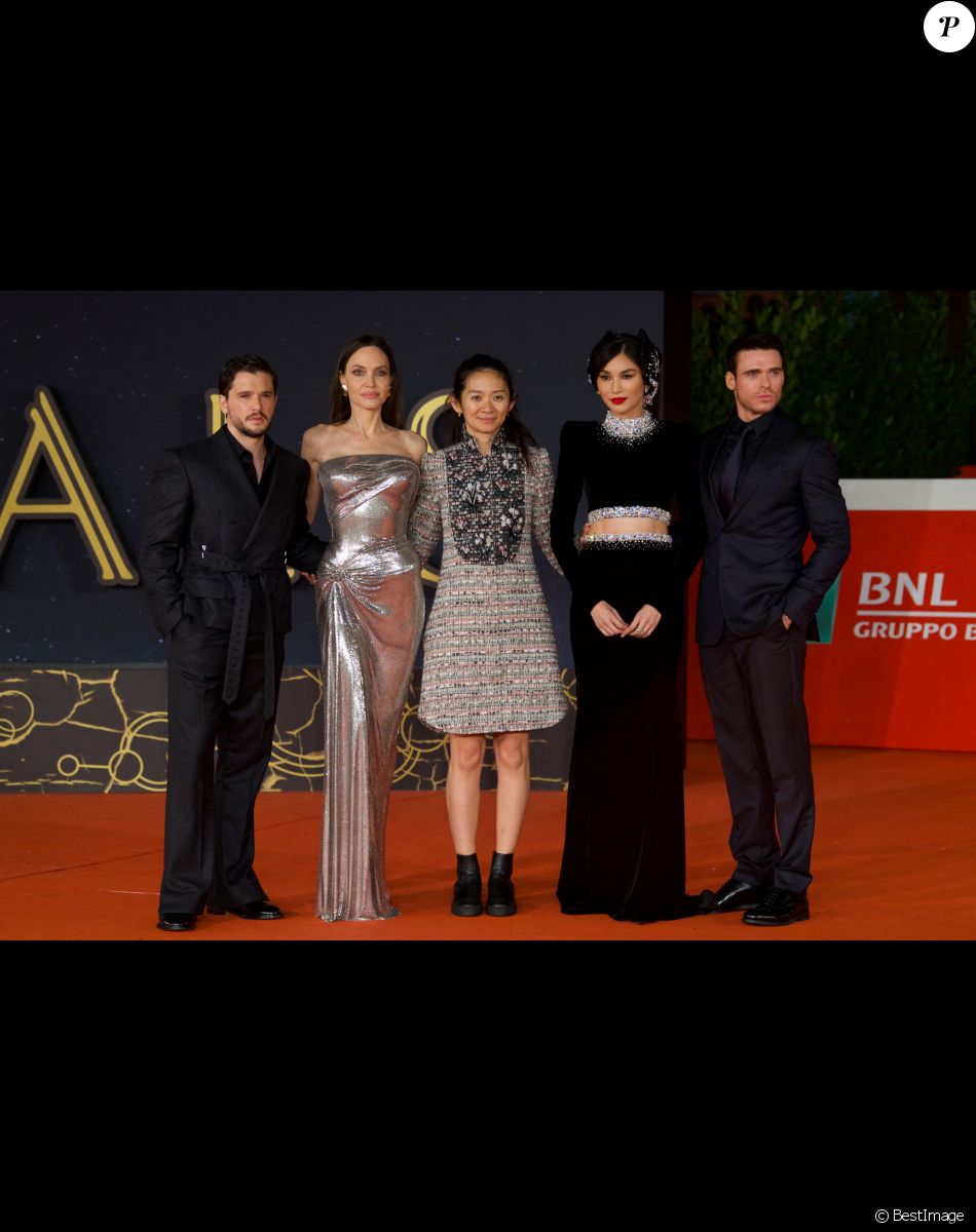 Kit Harington, Angelina Jolie, Chloe Zhao, Gemma Chan, Richard Madden - Première du film "Eternals" lors de la 16e édition du Festival du Film de Rome, le 24 octobre 2021.