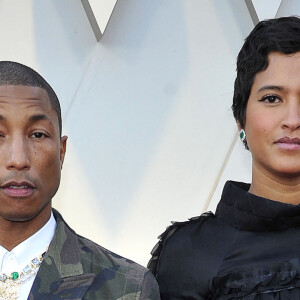 Pharrell Williams et sa femme Helen Lasichanh lors du photocall des arrivées de la 91ème cérémonie des Oscars 2019 au théâtre Dolby à Hollywood, Los Angeles, Californie, Etats-Unis, le 24 février 2019.