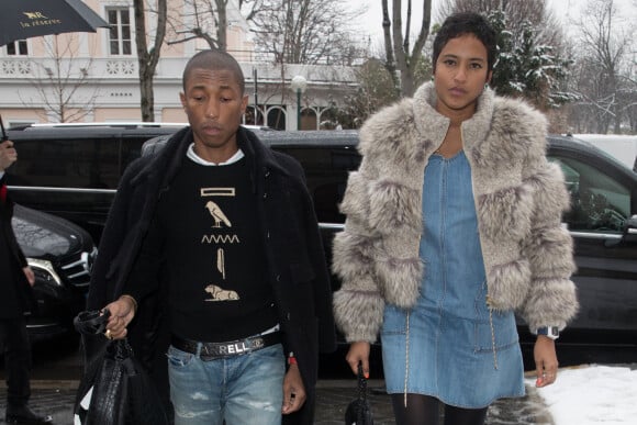 Exclusif - Pharrell Williams et sa femme Helen Lasichanh arrivent à l'hôtel-restaurant La Réserve à Paris. Le 22 janvier 2019