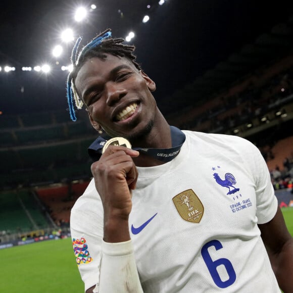 Paul Pogba - Football: La France remporte la coupe de la Ligue des Nations en battant l'Espagne 2 buts à 1 à Milan le 10 octobre 2021. © Inside/Panoramic/Bestimage