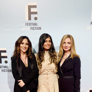 Exclusif - Fabienne Carat (enceinte), Léa Sarasa et Carole Carat - Ouverture du Festival de la Fiction de La Rochelle, avec le film "J'irai au bout de mes rêves". Le 14 septembre 2021