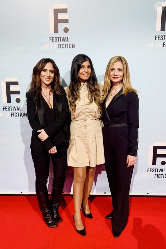 Exclusif - Fabienne Carat (enceinte), Léa Sarasa et Carole Carat - Ouverture du Festival de la Fiction de La Rochelle, avec le film "J'irai au bout de mes rêves". Le 14 septembre 2021