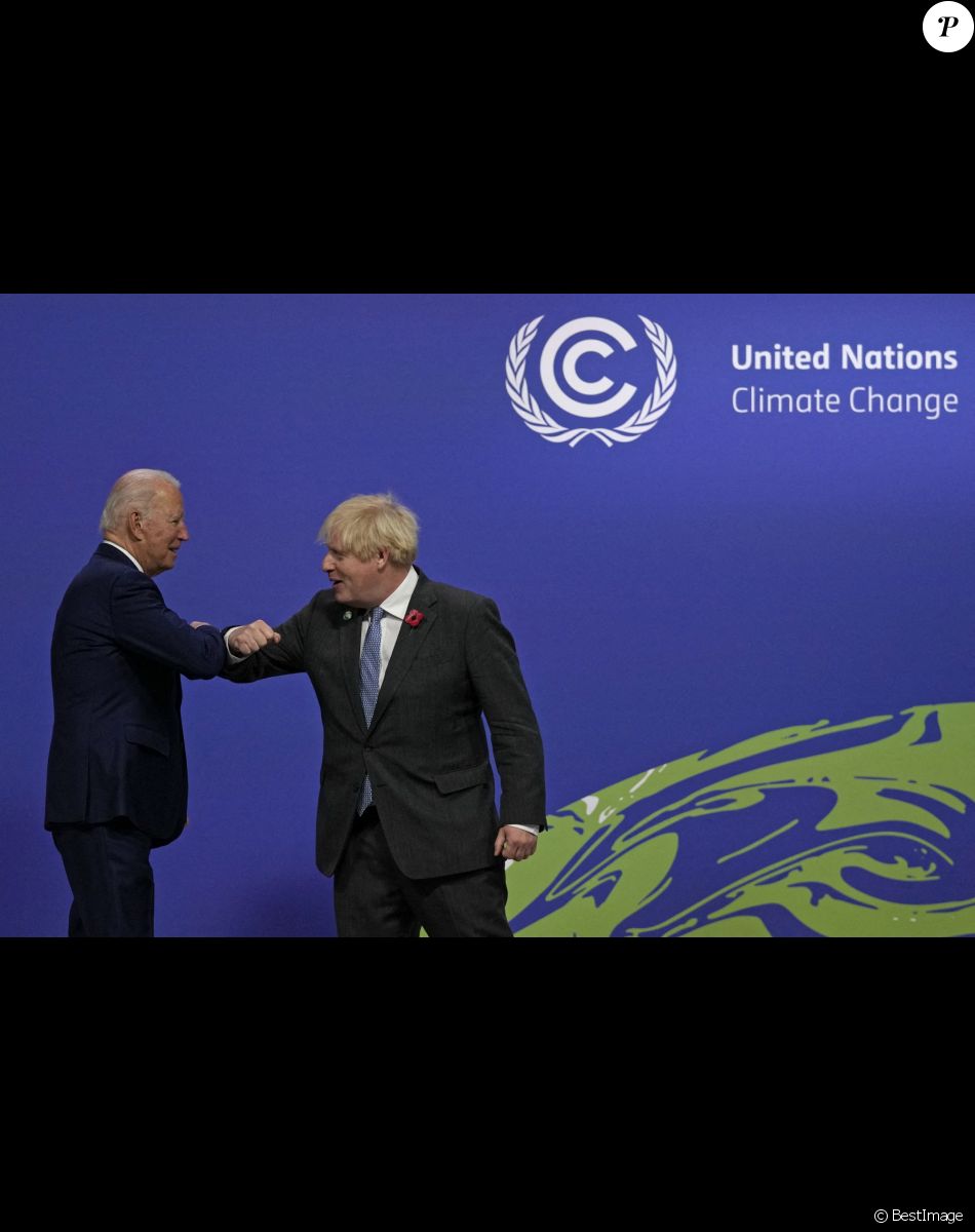 Le Premier ministre britannique Boris Johnson et le président américain Joe Biden - Les leaders mondiaux se réunissent à la conférence sur le climat, Cop26 au Scottish Event Campus à Glasgow (1er au 12 novembre 2021). Le 1er novembre 2021.