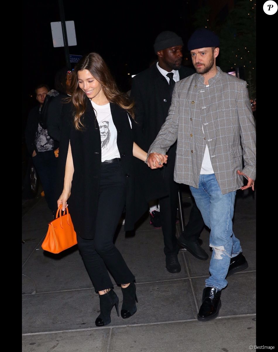 Justin Timberlake et sa femme Jessica Biel sont allés diner en amoureux au restaurant Catch à New York, le 10 avril 2019