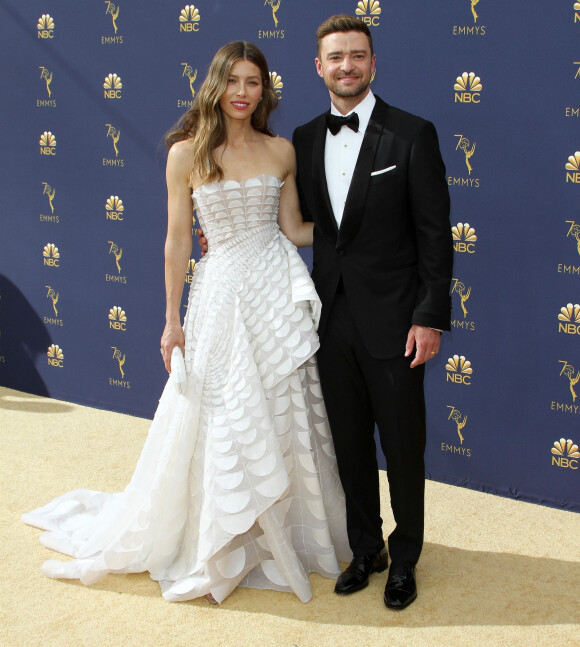 Jessica Biel et son mari Justin Timberlake au 70ème Primetime Emmy Awards au théâtre Microsoft à Los Angeles, le 17 septembre 2018