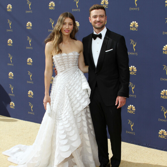 Jessica Biel et son mari Justin Timberlake au 70ème Primetime Emmy Awards au théâtre Microsoft à Los Angeles, le 17 septembre 2018