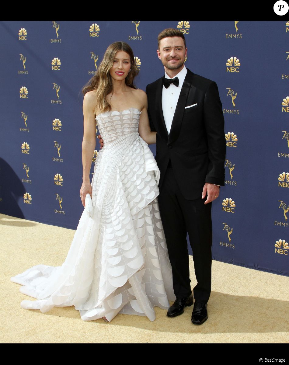 Jessica Biel et son mari Justin Timberlake au 70ème Primetime Emmy Awards au théâtre Microsoft à Los Angeles, le 17 septembre 2018