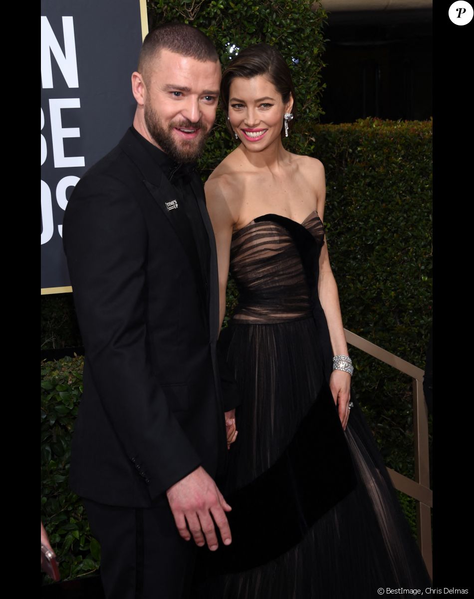 Justin Timberlake et sa femme Jessica Biel sur le tapis rouge de la 75ème cérémonie des Golden Globe Awards au Beverly Hilton à Los Angeles, le 7 janvier 2018. © Chris Delmas/Bestimage