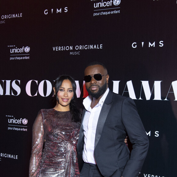 Gims et sa femme DemDem au photocall de la soirée "Unis comme jamais" au profit de l'Unicef, au pavillon Cambon à Paris. Le 8 novembre 2021. © Pierre Perusseau / Bestimage