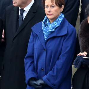 Laurent Fabius et Ségolène Royal - Hommage national aux victimes des attentats dans la cour d'honneur des Invalides à Paris le 27 novembre 2015. © Dominique Jacovides / Bestimage