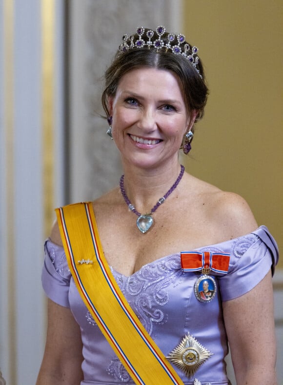 La princesse Martha Louise de Norvège - Dîner d'état au palais royal à Oslo en l'honneur de la visite du roi et de la reine des Pays-Bas en Norvège le 9 novembre 2021.