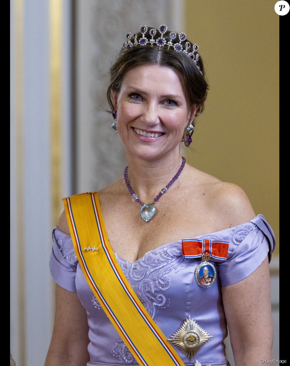 La princesse Martha Louise de Norvège - Dîner d'état au palais royal à Oslo en l'honneur de la visite du roi et de la reine des Pays-Bas en Norvège le 9 novembre 2021.
