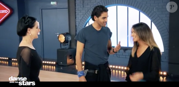 Dita Von Teese, Christophe Licata et sa soeur Céline Licata dans l'émission "Danse avec les stars", le 12 novembre 2021.