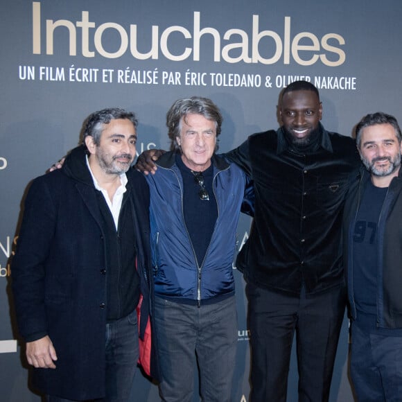 Eric Toledano, François Cluzet, Omar Sy et Olivier Nakache - 10e anniversaire du film "Intouchables" au cinéma UGC Normandie de Paris. Le 15 novembre 2021. @ Aurore Marechal/ABACAPRESS.COM