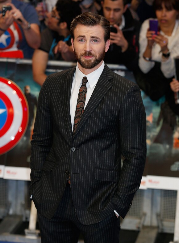 Chris Evans lors de l'avant-première du film "Captain America" à Londres, le 20 mars 2014