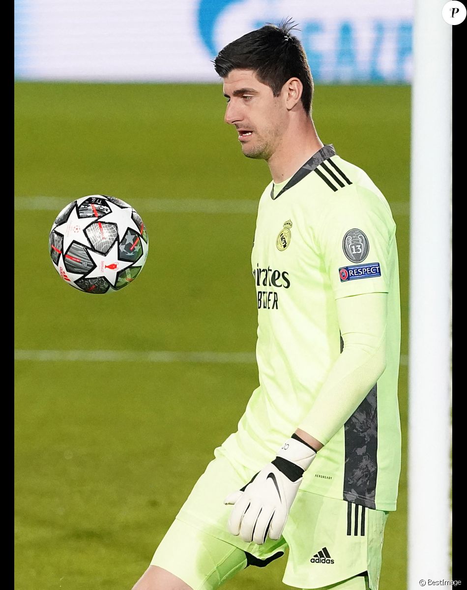 Thibaut Courtois - Le Real Madrid a battu l'Atalanta (3 - 1) en match de Ligue des Champions et Karim Benzema marque son 70ème but de la compétition, le 16 mars 2021. © Alterphotos / Panoramic / Bestimage