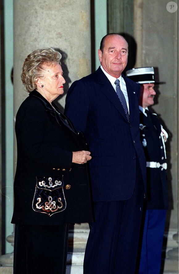 Bernadette et Jacques Chirac à l'Elysée lors de la venue du président du Guatemala en 1999