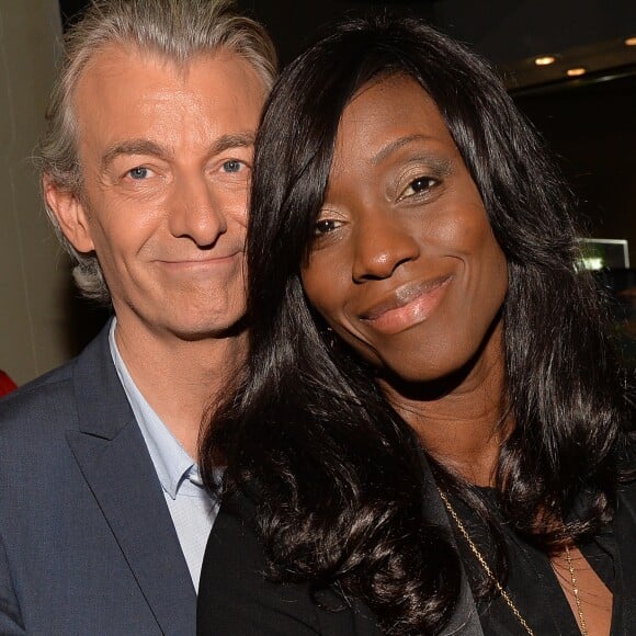 Gilles Verdez et sa femme Fatou - Soirée pour le lancement du jeu vidéo " FIFA 17" au Cercle Cadet à Paris le 26 septembre 2016. © Veeren/Bestimage