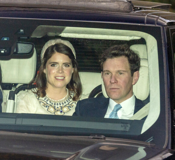 La princesse Eugenie et son mari Jack Brooksbank se rendent au baptême de leur fils August à la All Saints Chapel de Windsor