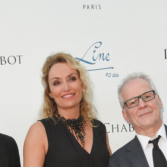 Laurent Gerra, sa compagne Christelle Bardet et Thierry Fremaux - Soirée du 90ème anniversaire de Line Renaud sur le Bateau Potel et Chabot "Pavillon Seine" à Paris le 2 juillet 2018. © Coadic Guirec/Bestimage