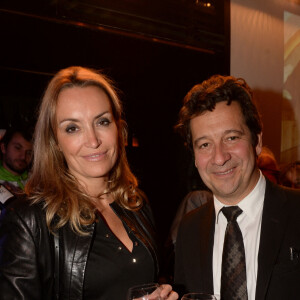 Exclusif - Laurent Gerra et sa compagne Christelle Bardet - Dîner pour la fondation Marc Veyrat au restaurant Victoria à Paris, France, le 21 novembre 2017. © Rachid Bellak/Bestimage