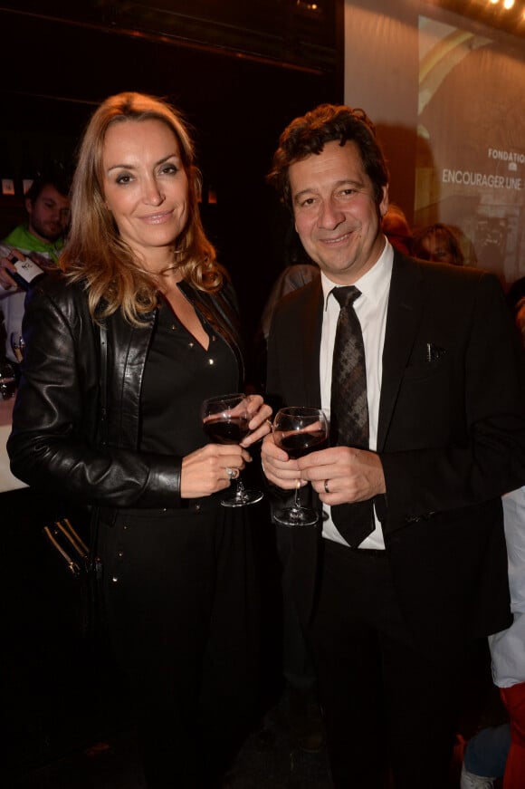 Exclusif - Laurent Gerra et sa compagne Christelle Bardet - Dîner pour la fondation Marc Veyrat au restaurant Victoria à Paris, France, le 21 novembre 2017. © Rachid Bellak/Bestimage