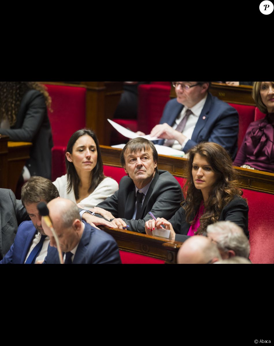 Brune Poirson, Nicolas Hulot et Marlène Schiappa lors des questions au gouvernement le 13 février 2018 à l'Assemblée nationale à Paris
