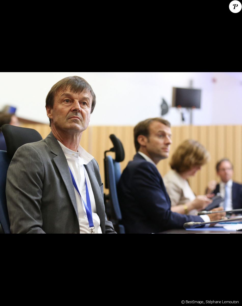 Emmanuel Macron et Nicolas Hulot participent au sommet sur les interconnections énergétiques à l'Agence Européenne pour la Sécurité Maritime. Lisbonne. © Stéphane Lemouton/Bestimage