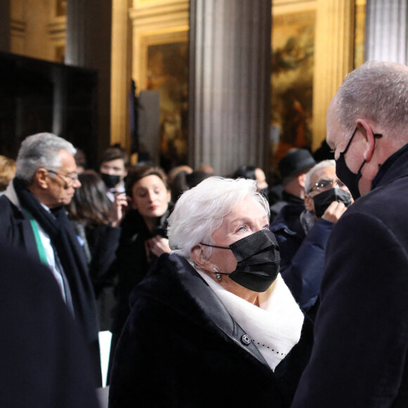 Line Renaud et le prince Albert II de Monaco lors de la cérémonie solennelle d'entrée de la diva Joséphine Baker au Panthéon à Paris, France, le 30 novembre 2021. Le cénotaphe de la danseuse et chanteuse française d'origine américaine qui a combattu pour la Résistance française et contre le racisme, Joséphine Baker (1906-1975). L'icône sera la sixième femme sur 80 personnalités illustres à recevoir l'honneur d'être accueillie au Panthéon. © Dominique Jacovides/Bestimage 