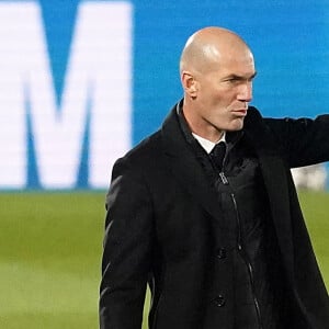 Zinedine Zidane - Le Real Madrid a battu l'Atalanta (3 - 1) en match de Ligue des Champions et Karim Benzema marque son 70ème but de la compétition, le 16 mars 2021. © Alterphotos / Panoramic / Bestimage