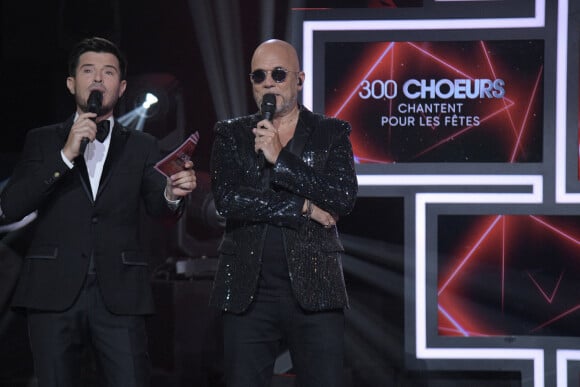 Exclusif - Vincent Niclo et Pascal Obispo - Enregistrement de l'émission "300 Choeurs chantent pour les fêtes", diffusée le 22 décembre à 21h05 sur France 3.