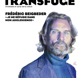 Frédéric Beigbeder en couverture du magazine culturel "Transfuge".