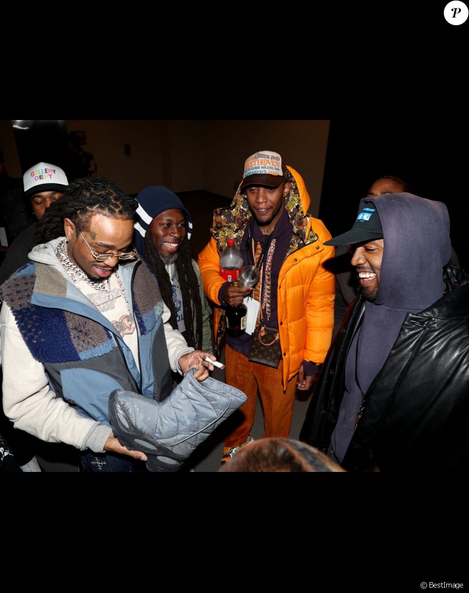 Quavo et Kanye West assistent à la fête d'anniversaire d'Offset à Sneakertopia LA. Los Angeles, le 21 décembre 2021.