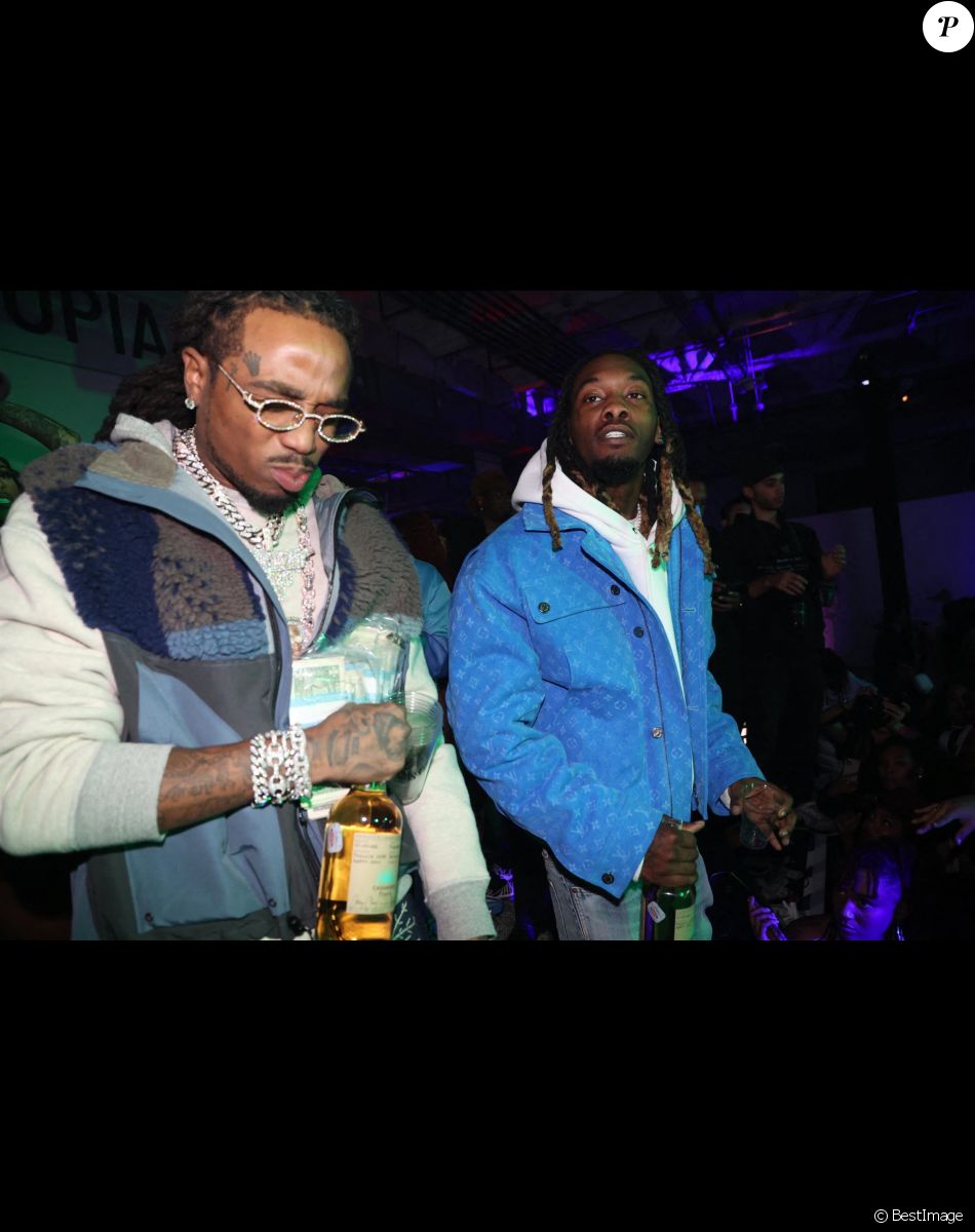 Quavo et Offset à la fête d'anniversaire d'Offset à Sneakertopia LA. Los Angeles, le 21 décembre 2021.