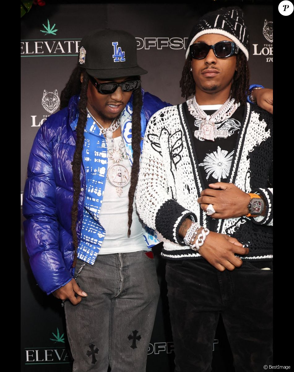 Takeoff et Rich The Kid assistent à la fête d'anniversaire d'Offset à Sneakertopia LA. Los Angeles, le 21 décembre 2021.