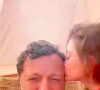 Arthur Essebag, ses enfants,  Aaron (12 ans), né de la relation passée entre Arthur et Caroline Nielsen et Manava (6 ans), fille de Mareva Galnater, sont en vacances à Oman. Décembre 2021.