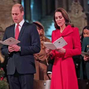 Le prince William, duc de Cambridge, et Catherine (Kate) Middleton, duchesse de Cambridge, participent au concert de Noël "Royal Carols - Together At Christmas", organisé par la duchesse à l'abbaye de Westminster à Londres, le 8 décembre 2021. Le concert sera diffusé sur la chaîne britannique ITV la veille de Noël. 